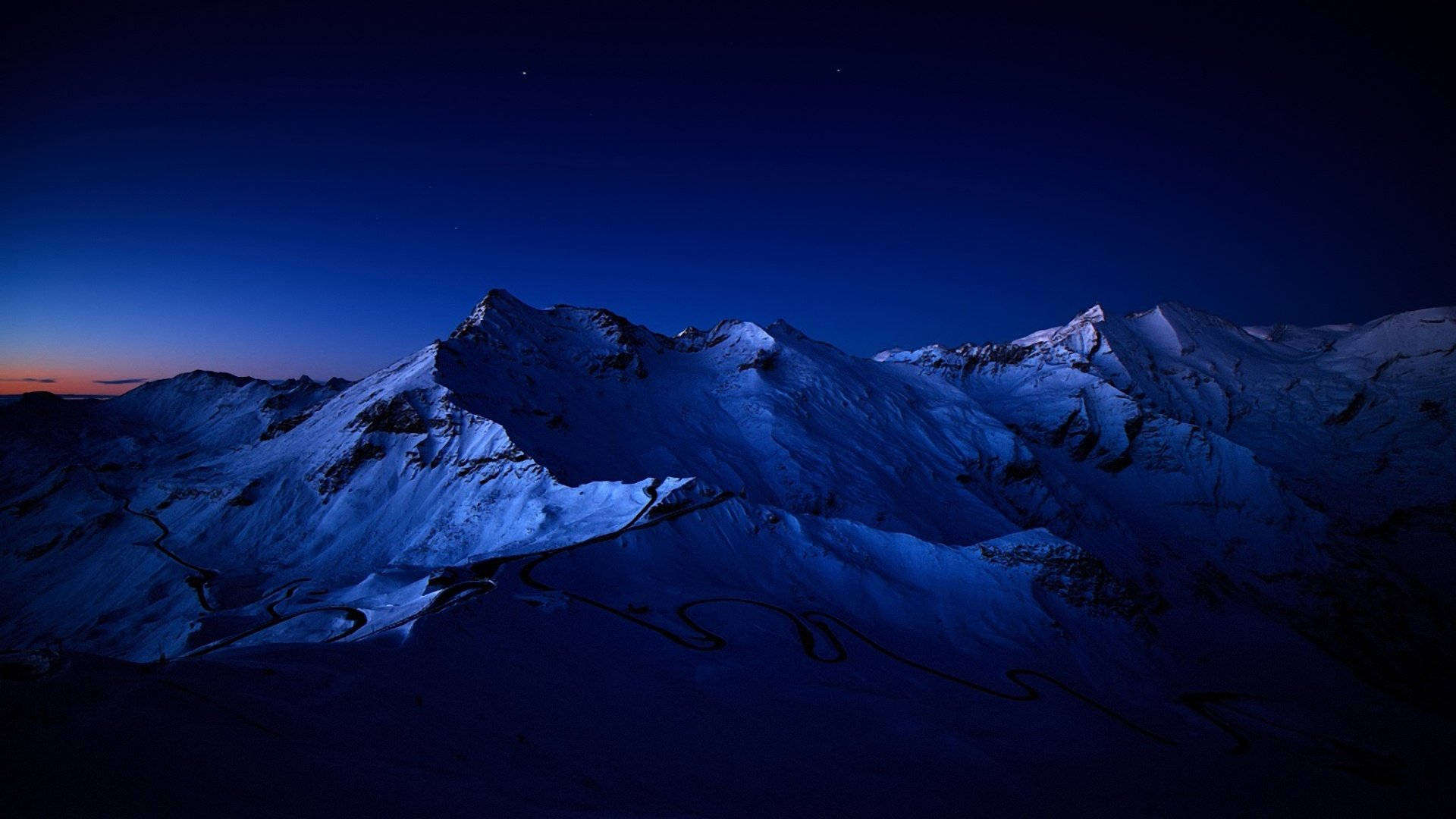 Lavender Lit View Of A Night Mountain Background