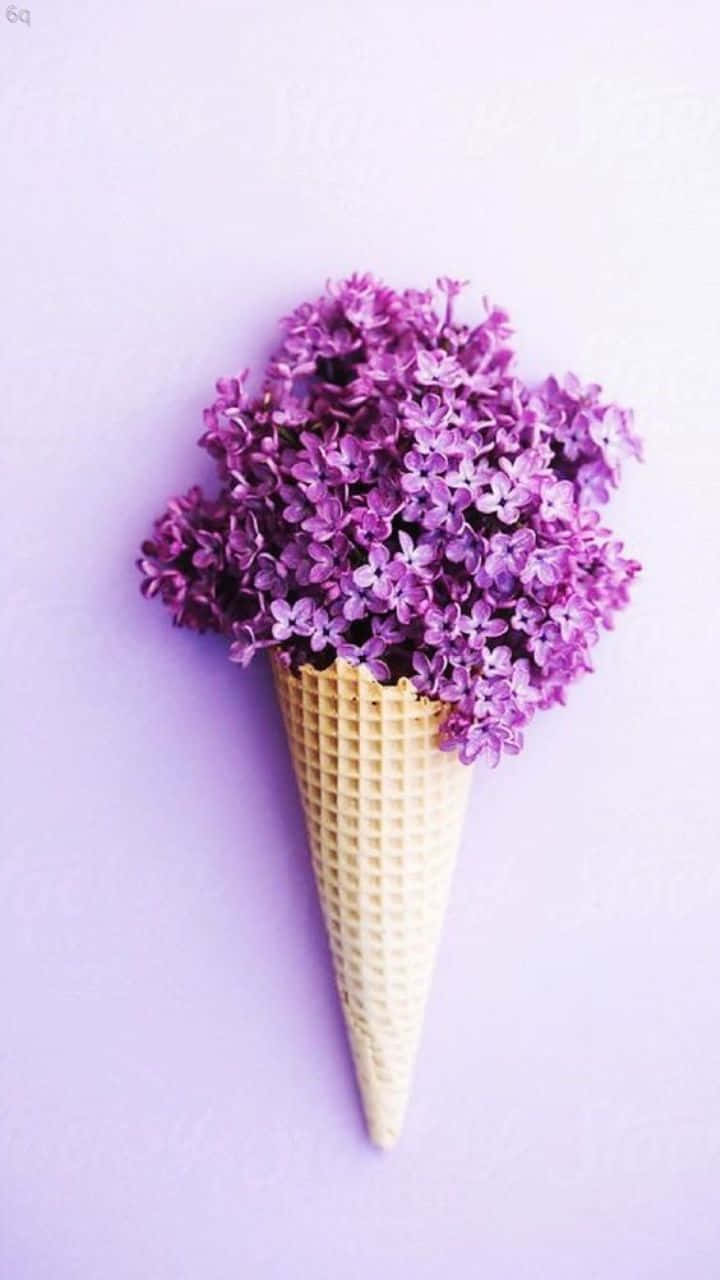 Lavender Purple Lilac Flowers Inside Cone Background