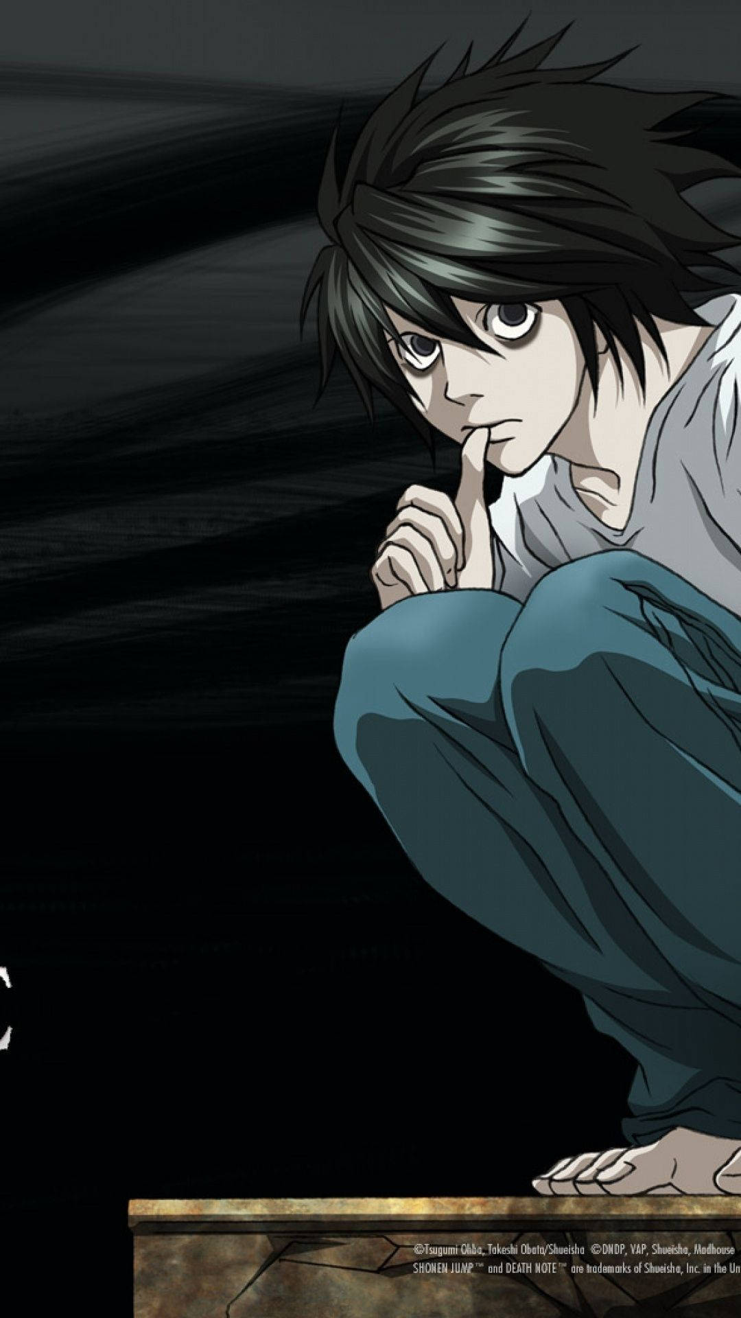 Lawliet Crouched On Platform Death Note Iphone Background