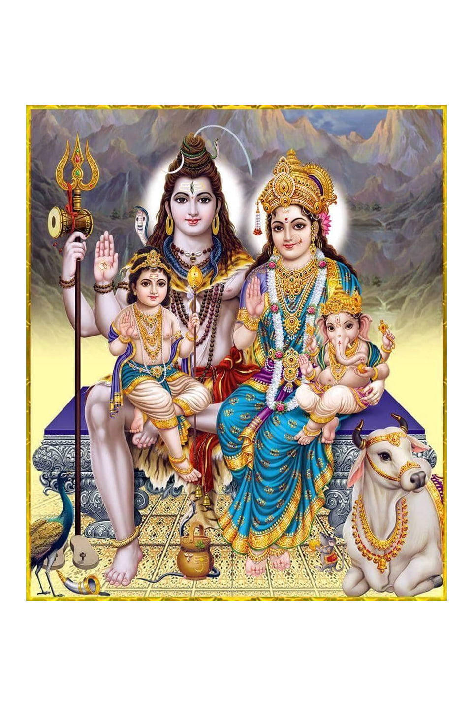 Laxmi Ganesh Saraswati Shiva Mountain Art