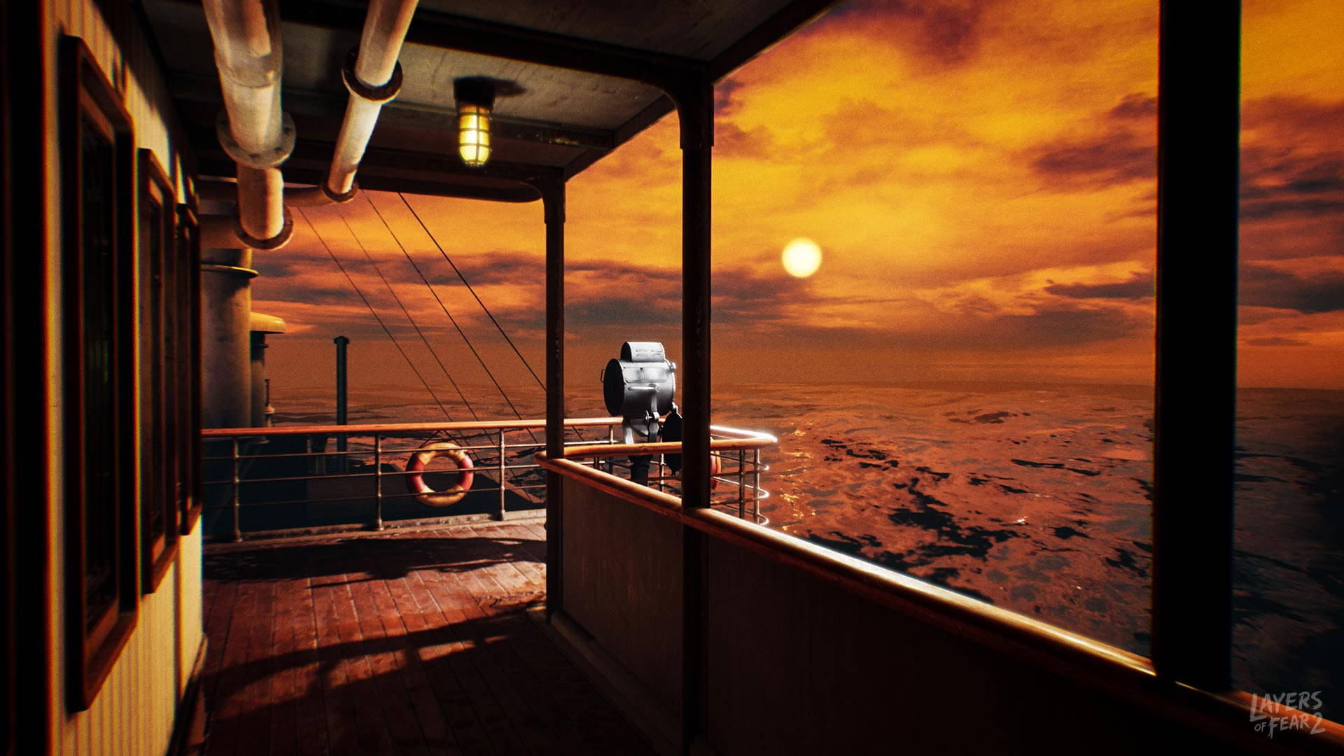 Layers Of Fear Sunset Cruising Ship Background