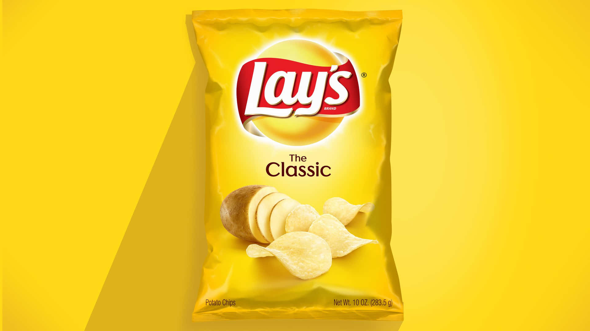 Lays Potato Chips In Yellow Background