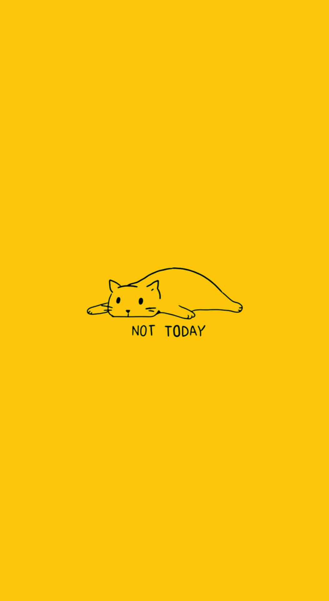 Lazy Cat Lying On Cute Pastel Yellow Aesthetic Background