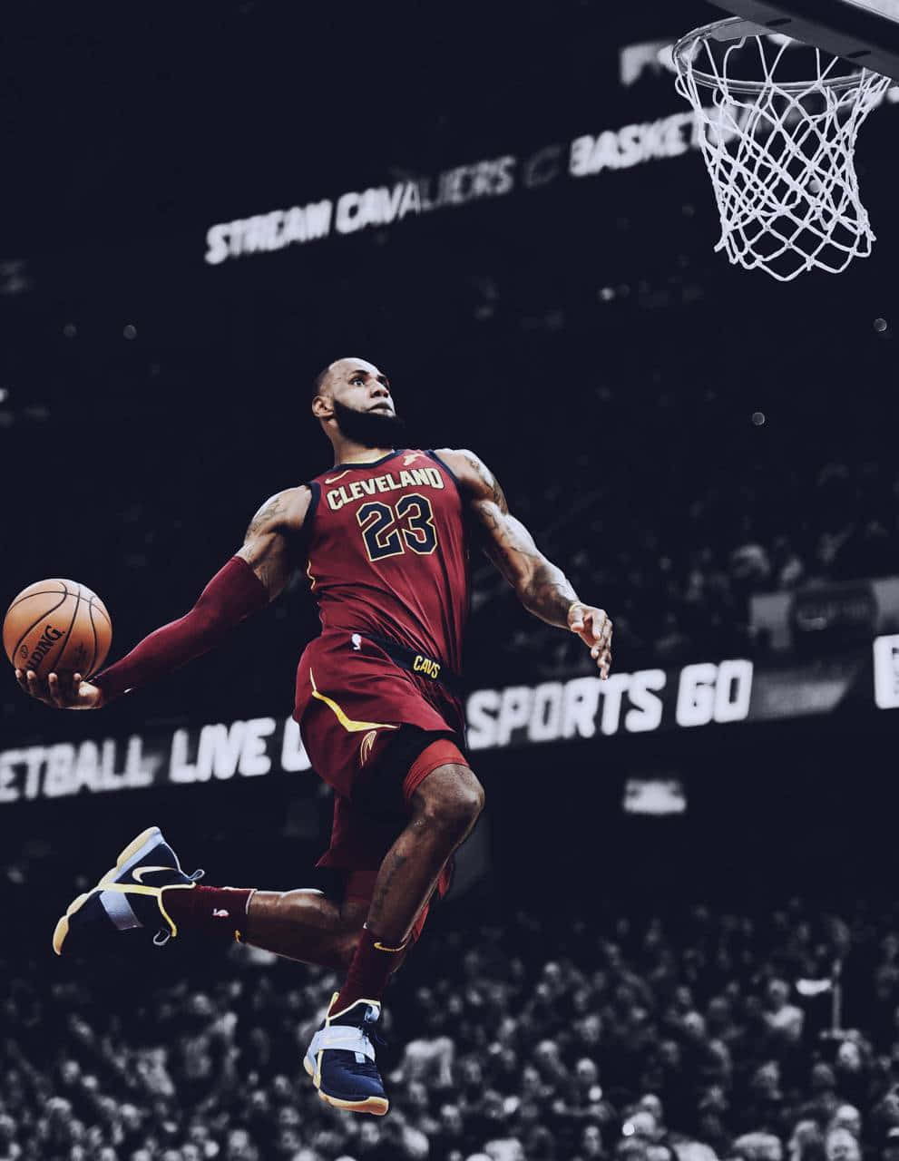 Le Bron James Mid Air Dunk Cleveland Cavaliers Background