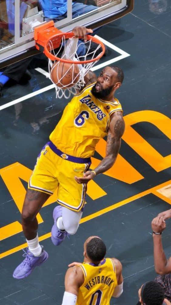 Le Bron_ James_ Slam_ Dunk_ Action Background