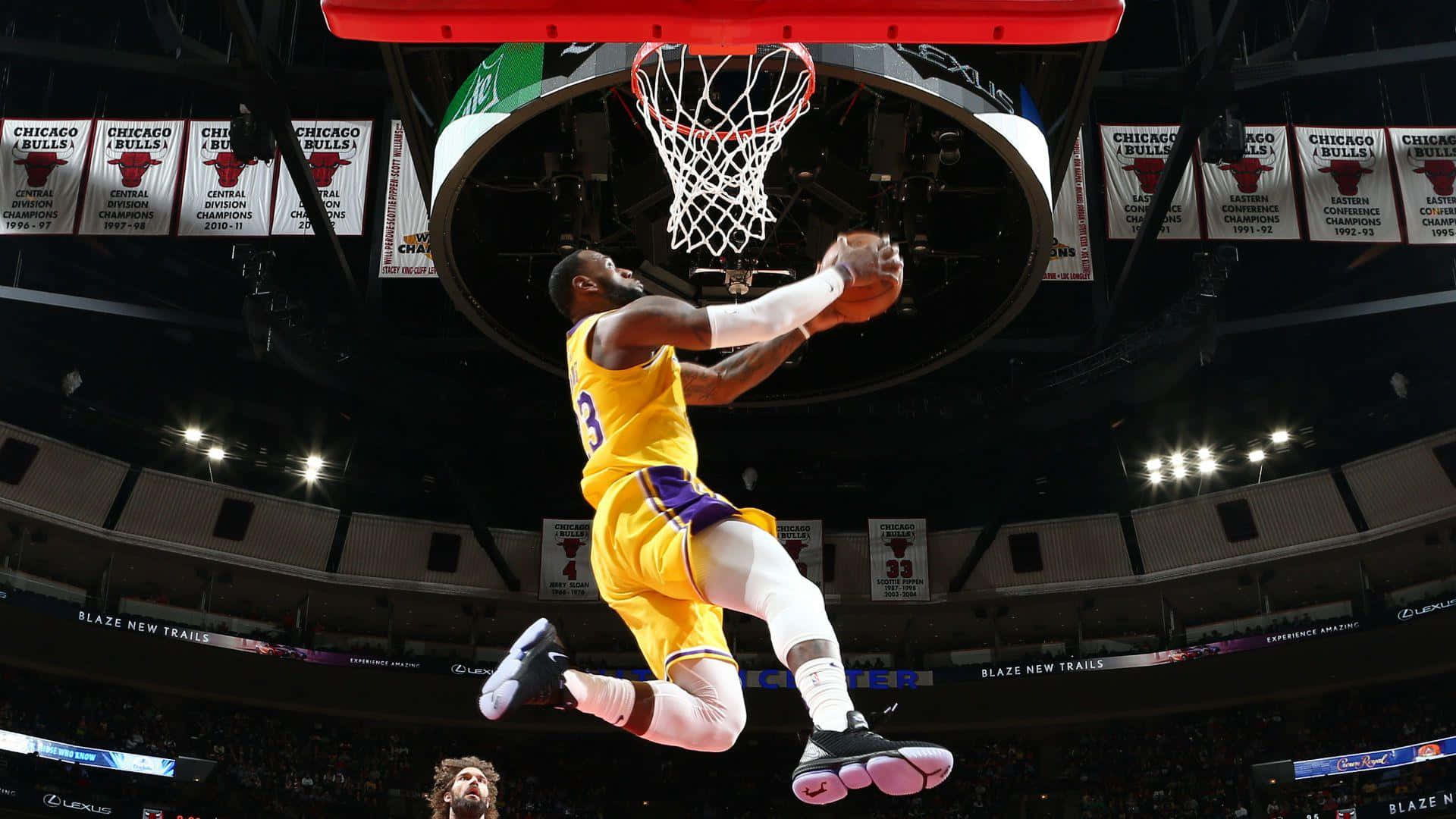 Le Bron James Slam Dunk Action Background