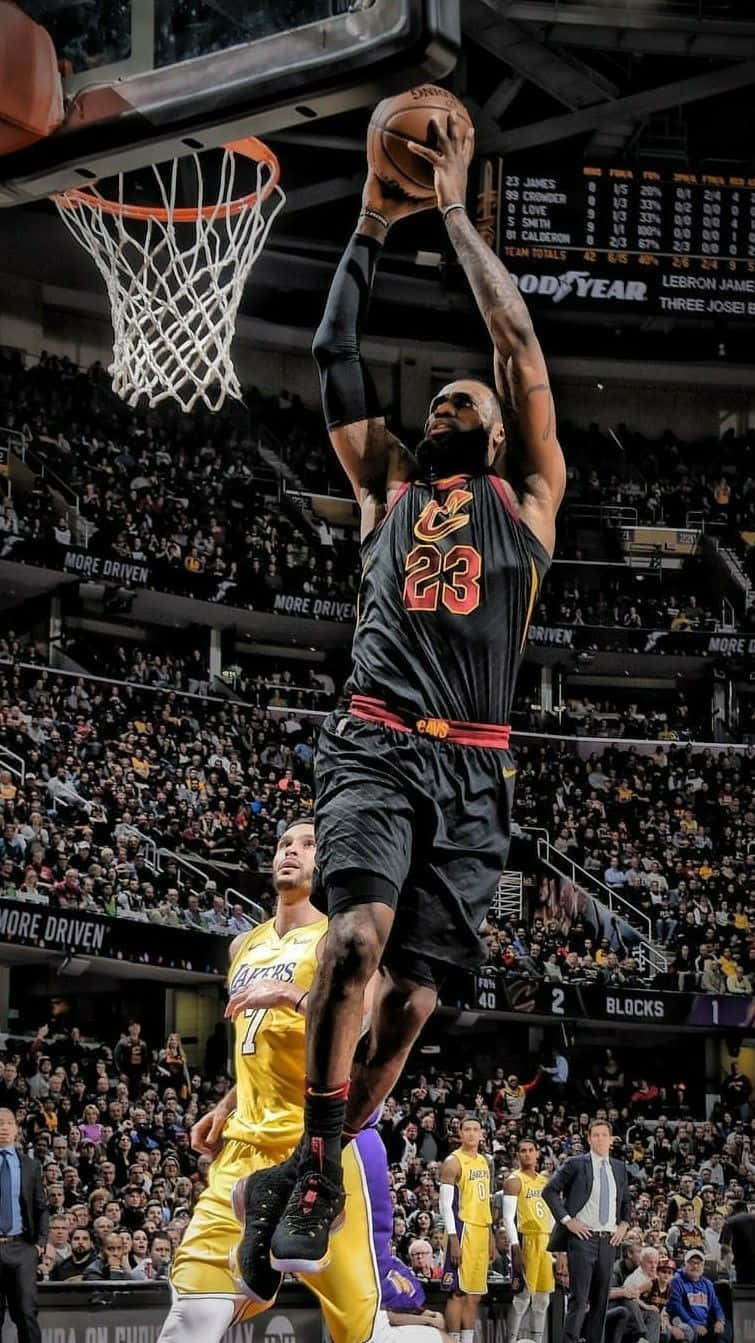 Le Bron_ James_ Soaring_ Dunk Background