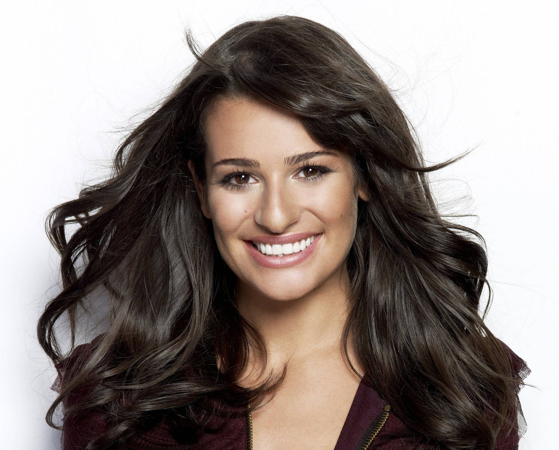 Lea Michele Long Black Hairstyle Background