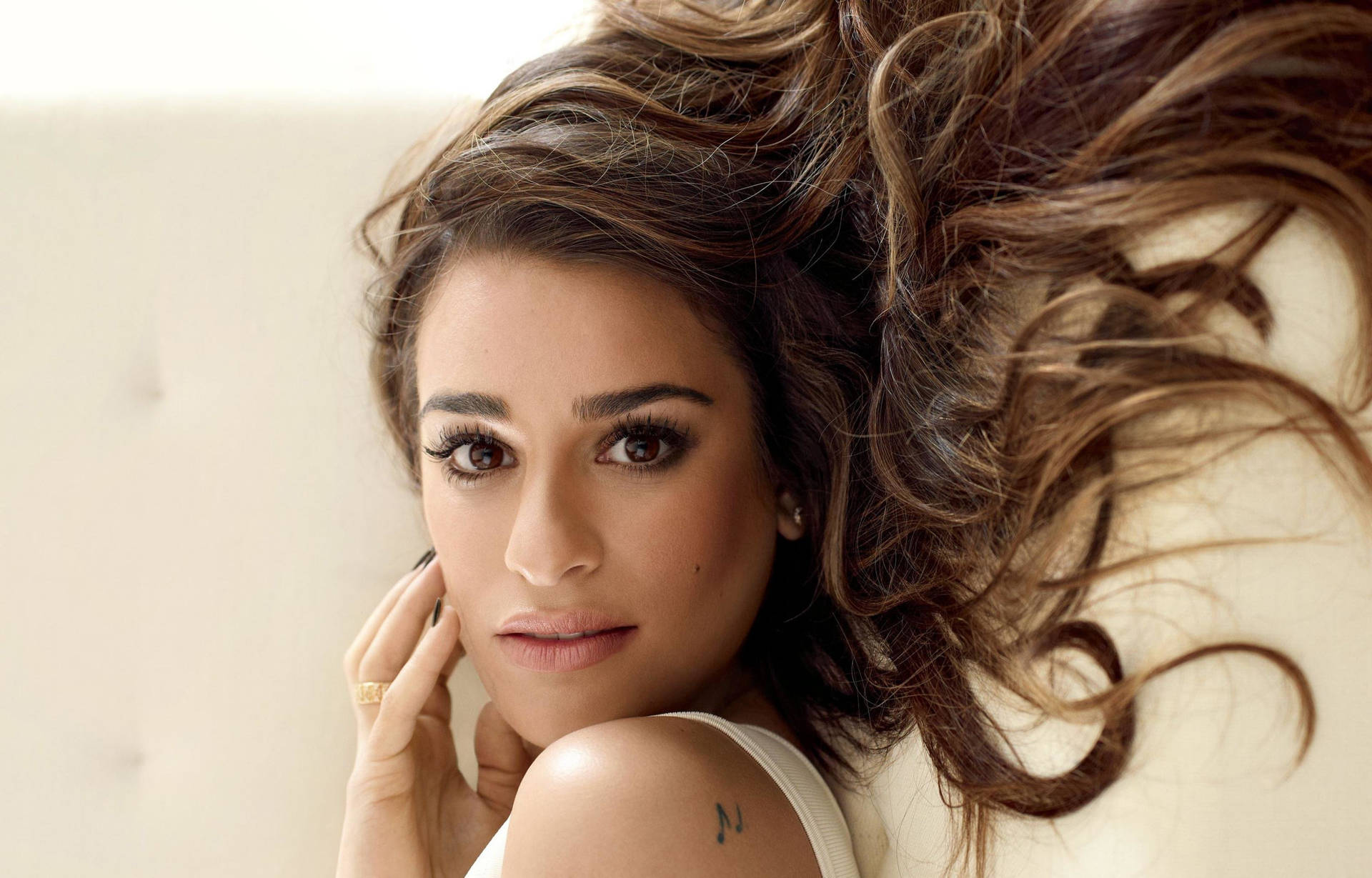 Lea Michele Vertically Angled Photograph Background