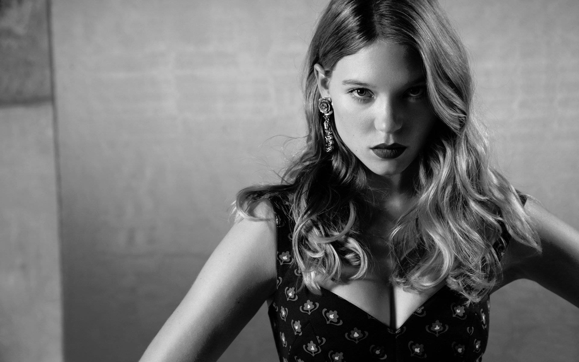 Lea Seydoux Black And White Editorial Background