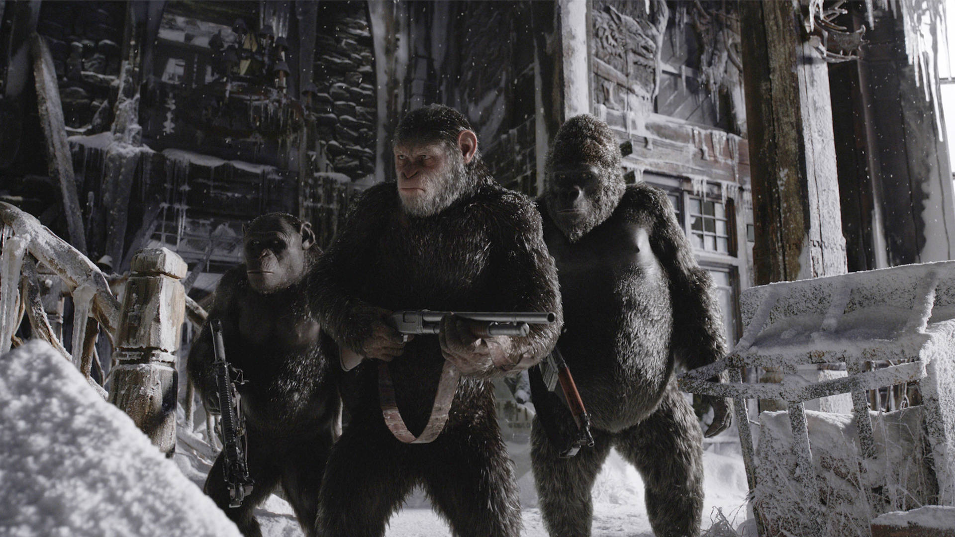 Leader Caesar With His Gang In Planet Of The Apes Background