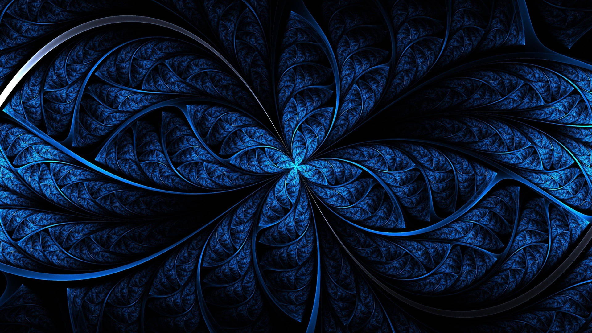 Leaf-like Abstract Dark And Blue Aesthetic Laptop Background