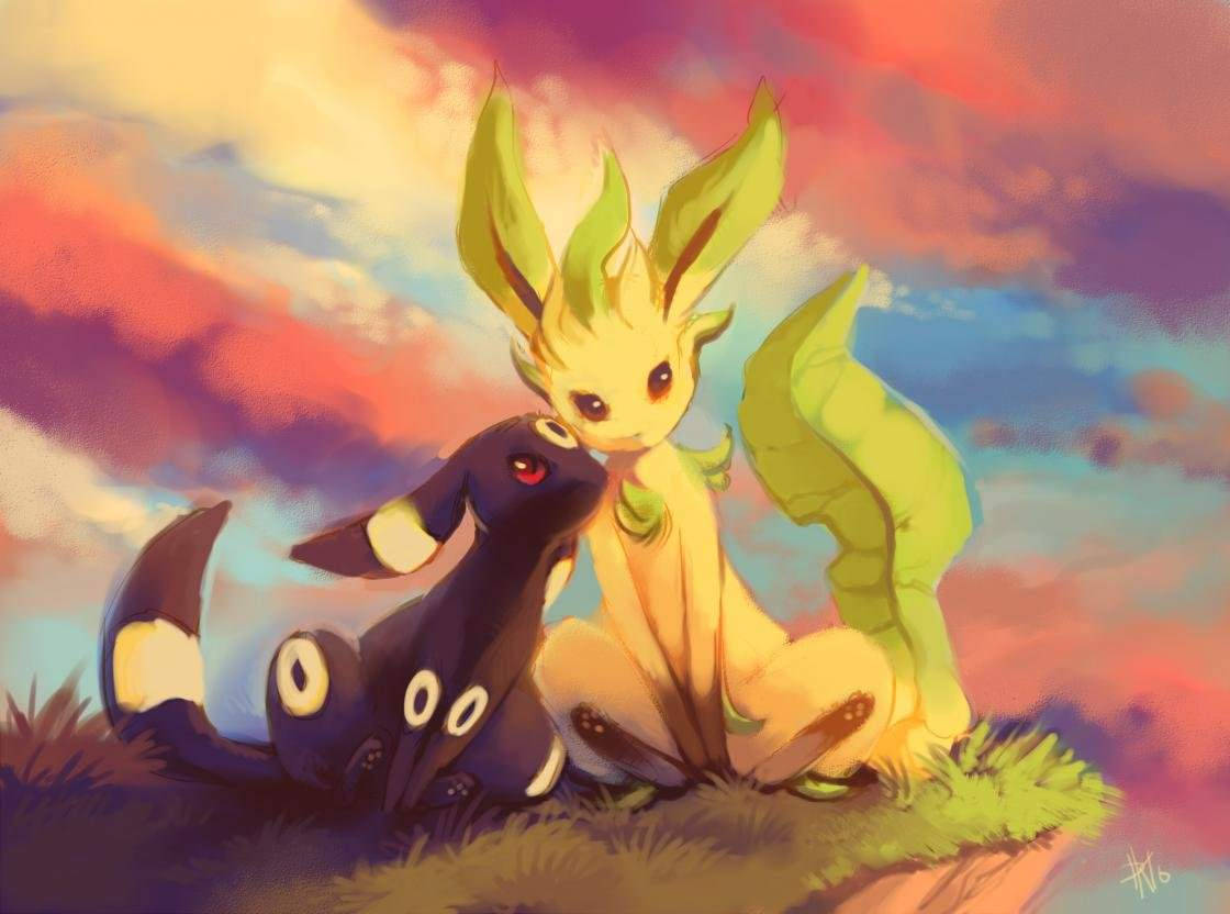 Leafeon And Umbreon Background