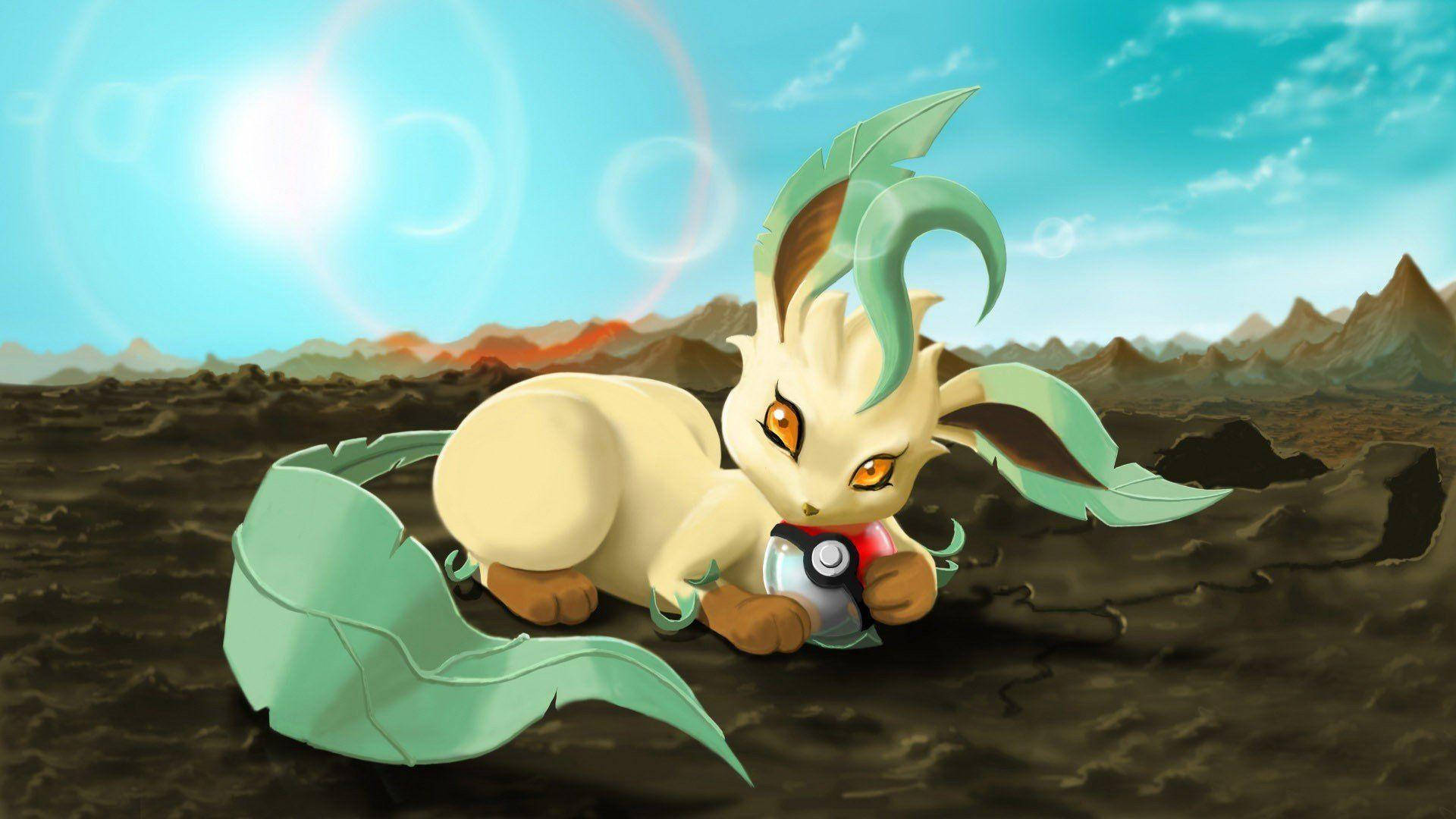 Leafeon Hugging A Pokeball