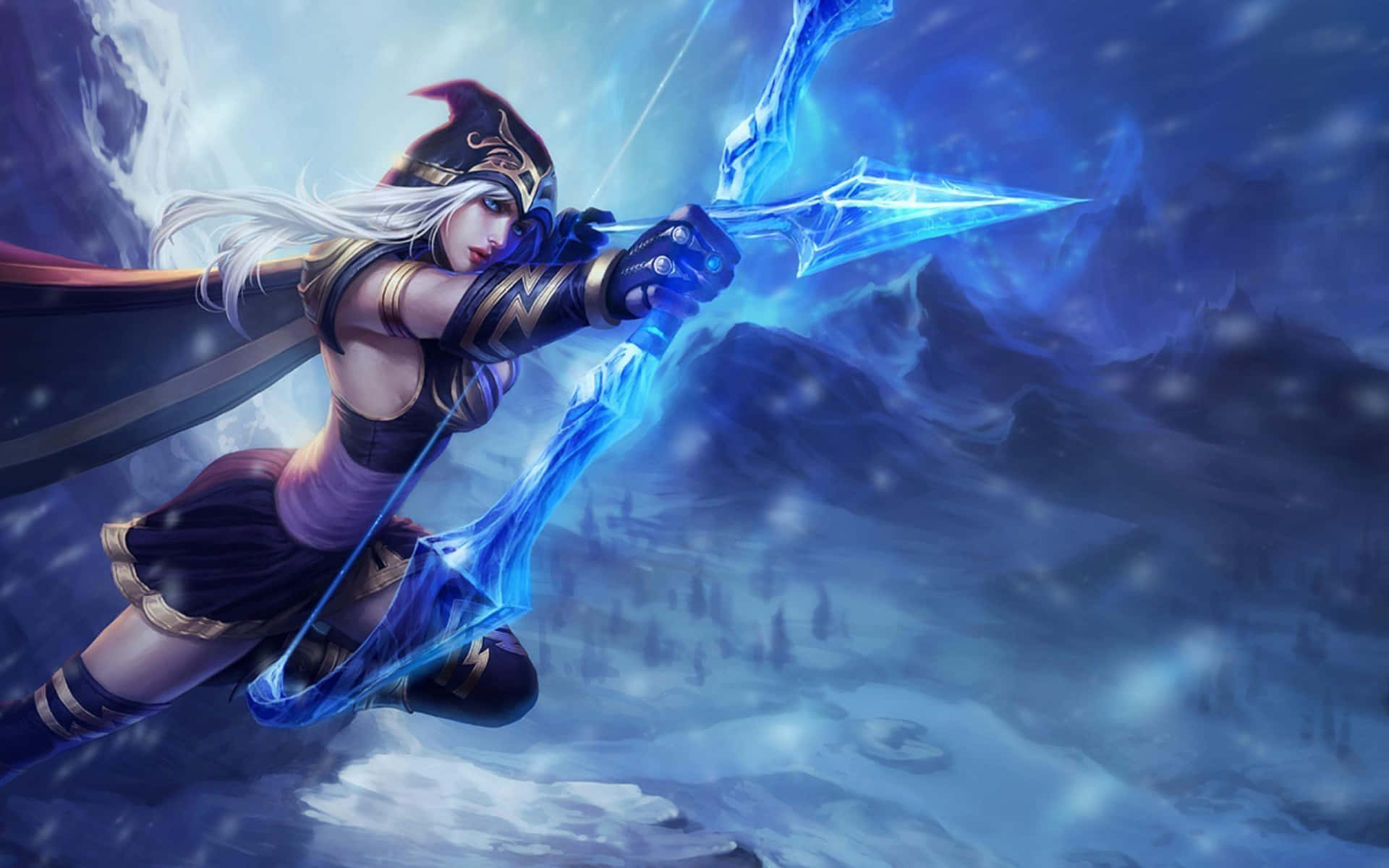 League Of Legends - A Female Character With A Bow And Arrow Background