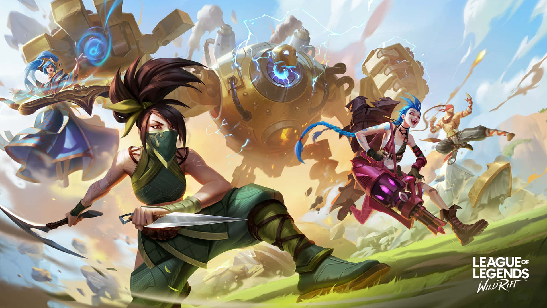 League Of Legends - A Group Of Characters With Weapons Background