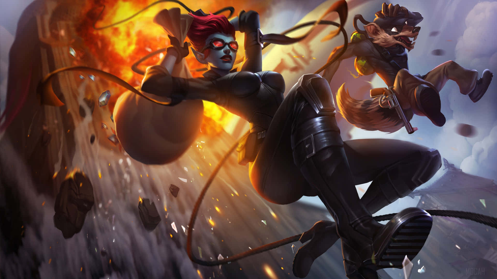 League Of Legends - A Woman In A Firefight Background