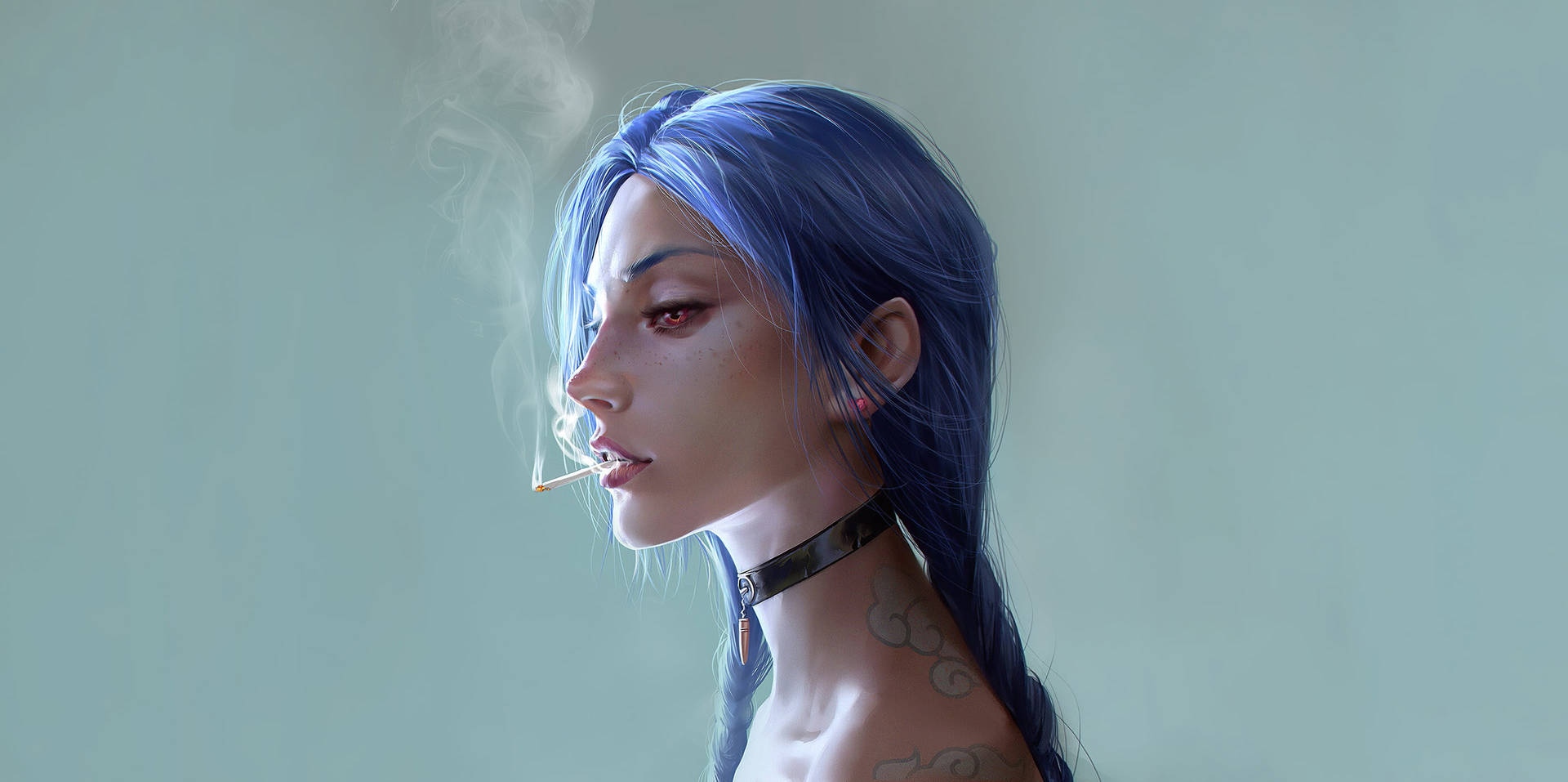 League Of Legends Android Girl Smoking Background
