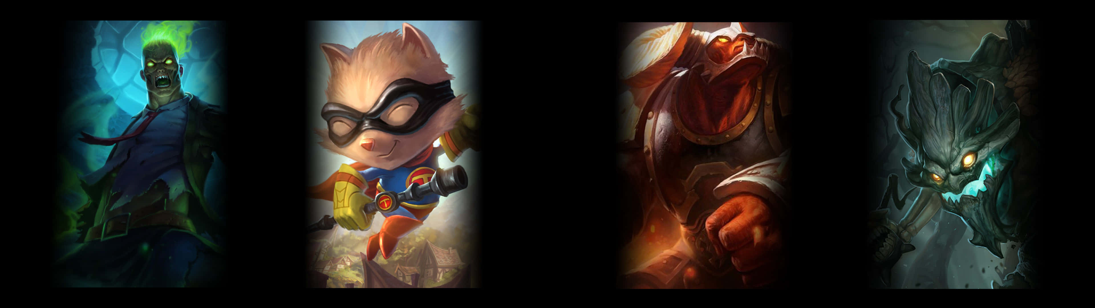 League Of Legends Dual Screen Four Heroes Background