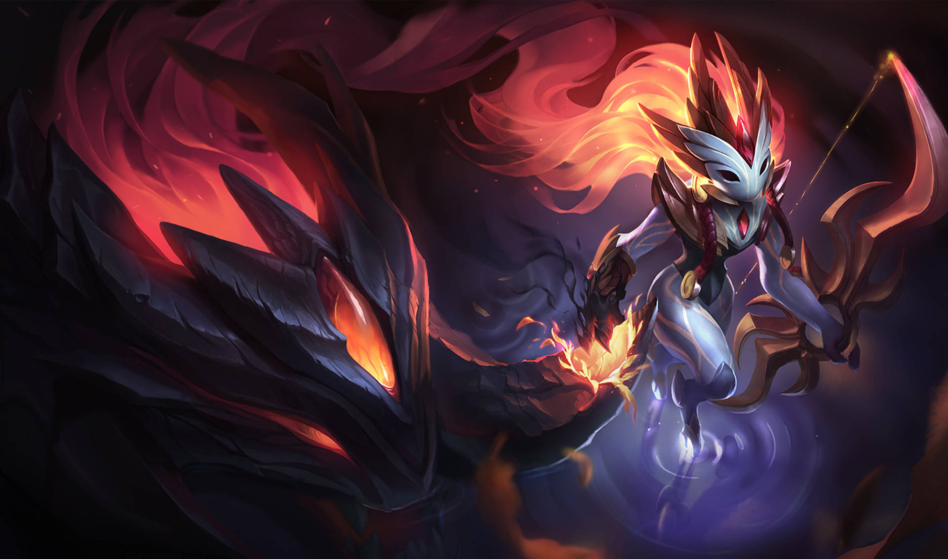 League Of Legends Shadowfire Kindred Background