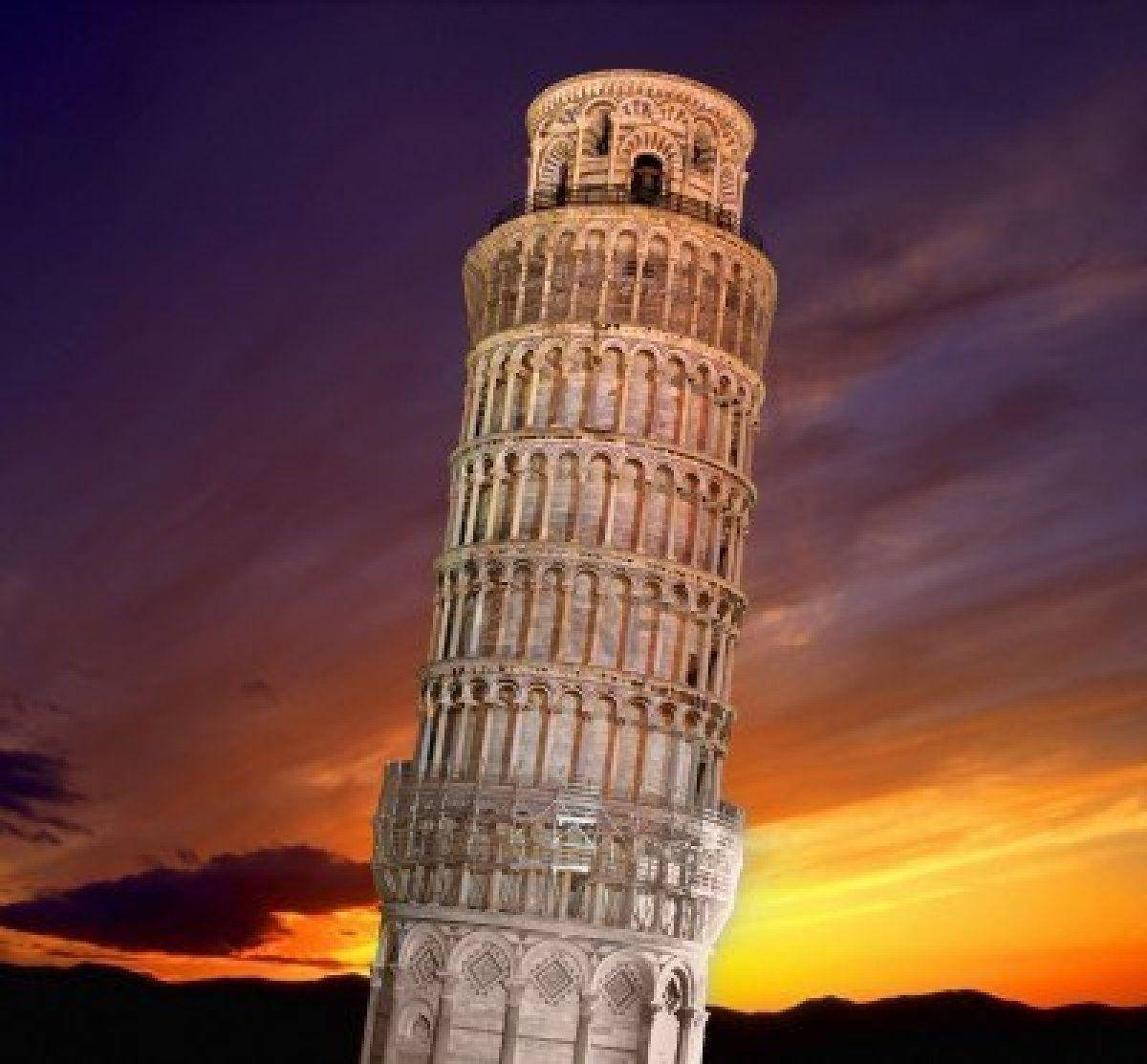 Leaning Tower Of Pisa During Sunset Background