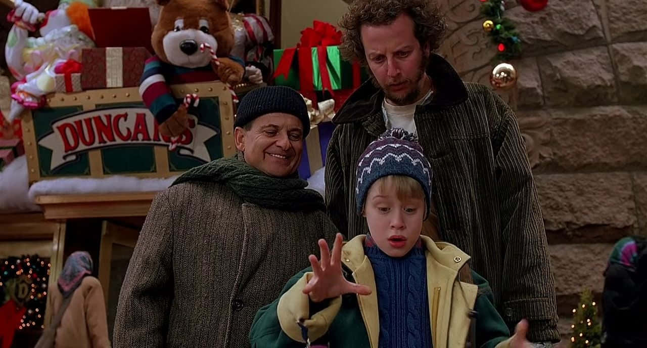 Leaping For Joy, The Little Boy Is Overjoyed To Have His First Home Alone Experience. Background