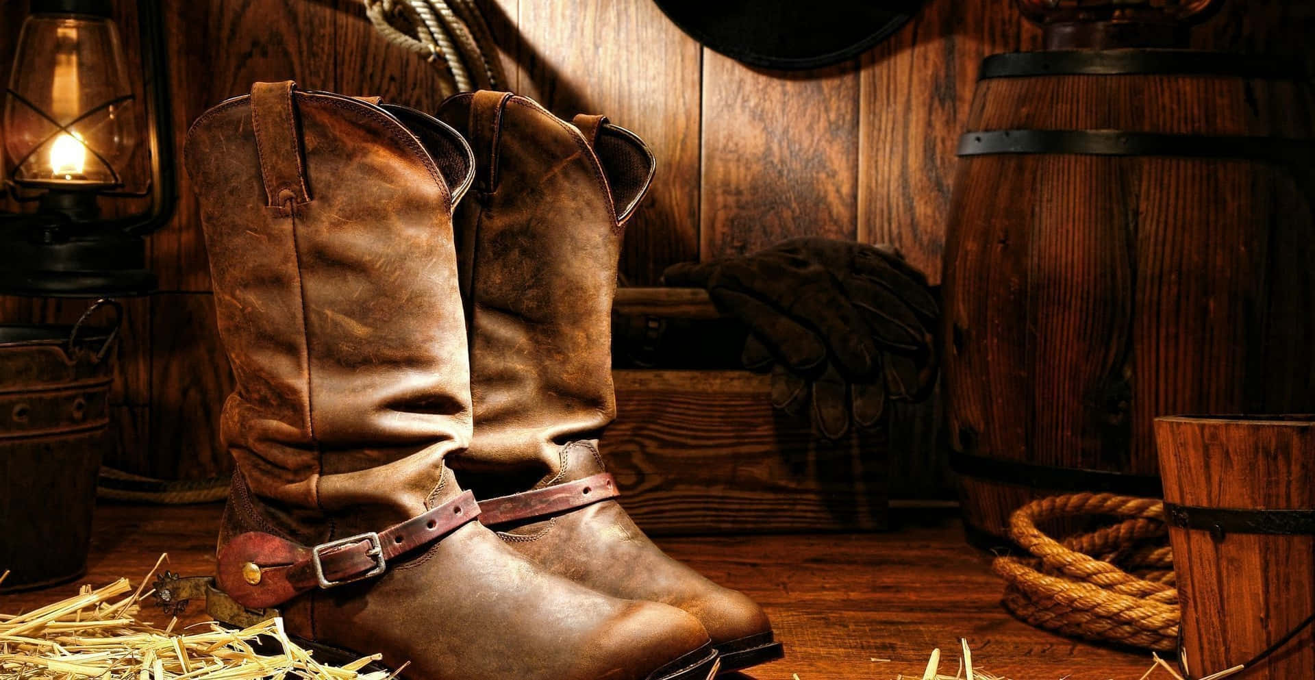 Leather Boots Of A Western Cowboy Desktop Background