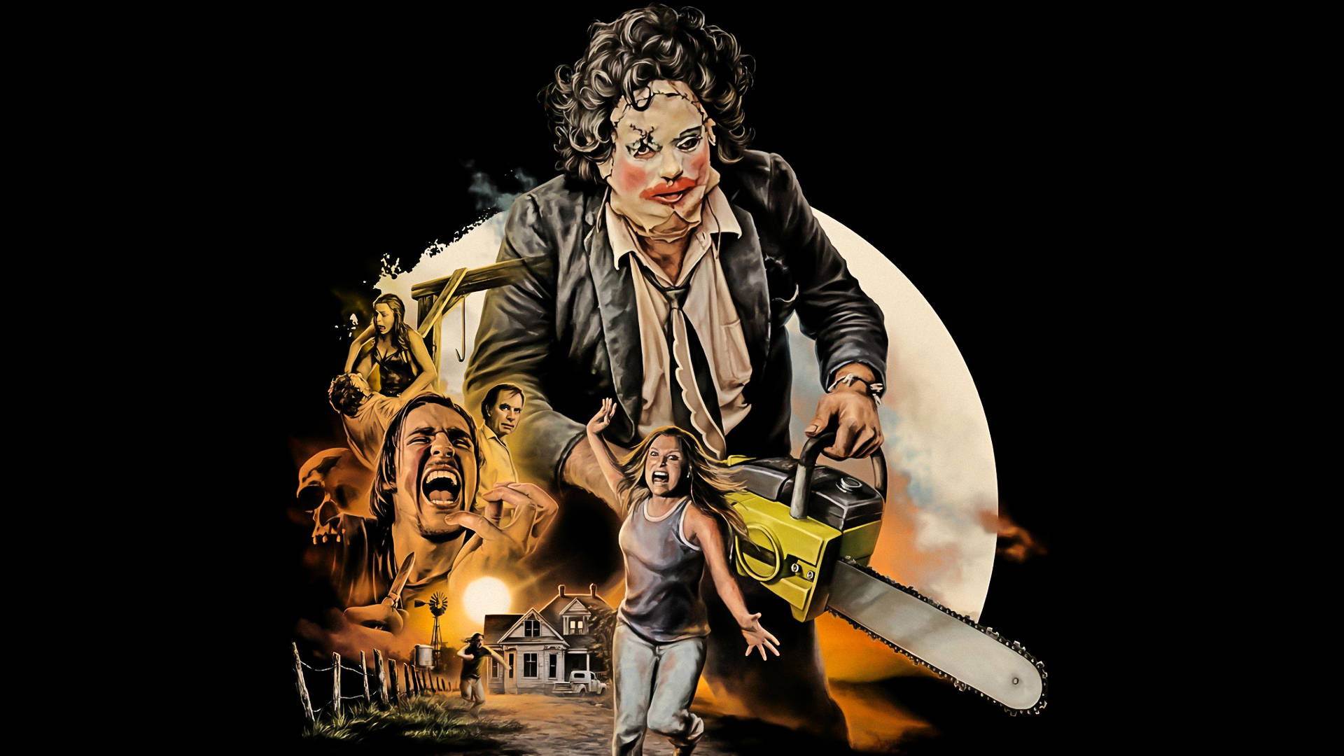 Leatherface Chasing Victims Texas Chainsaw Massacre Background