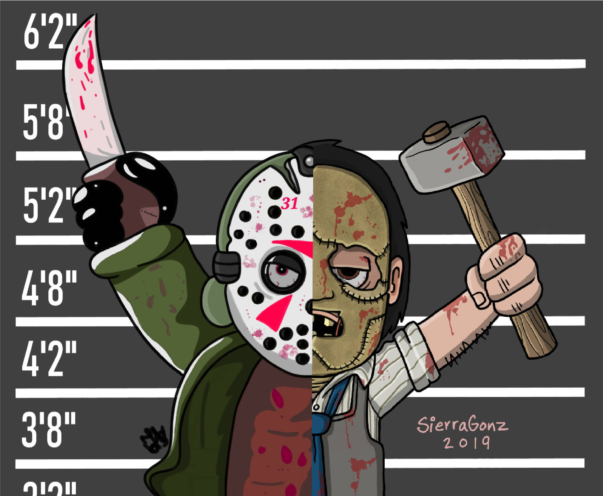 Leatherface Jason Chibi Symmetry Background