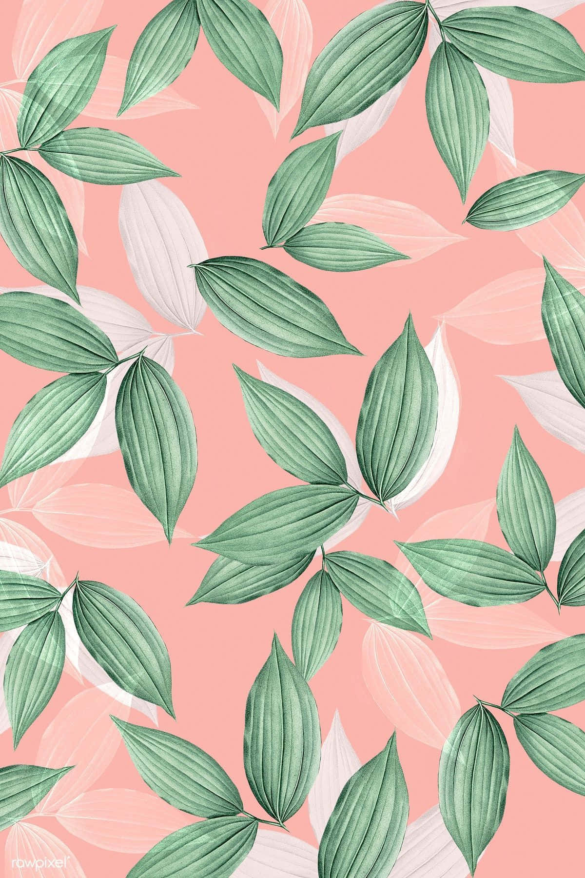 Leaves Art In Pink And Green Aesthetic