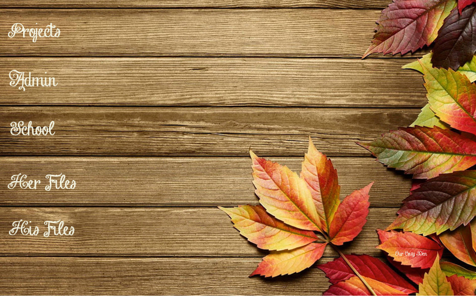 Leaves In Wood Desktop Organizer Background