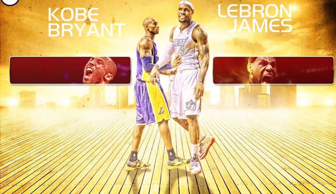 Lebron And Kobe Facing Off Background