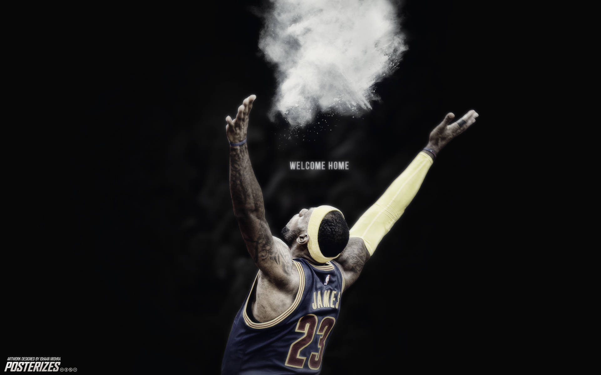 Lebron James Cool Pose With Powder Background