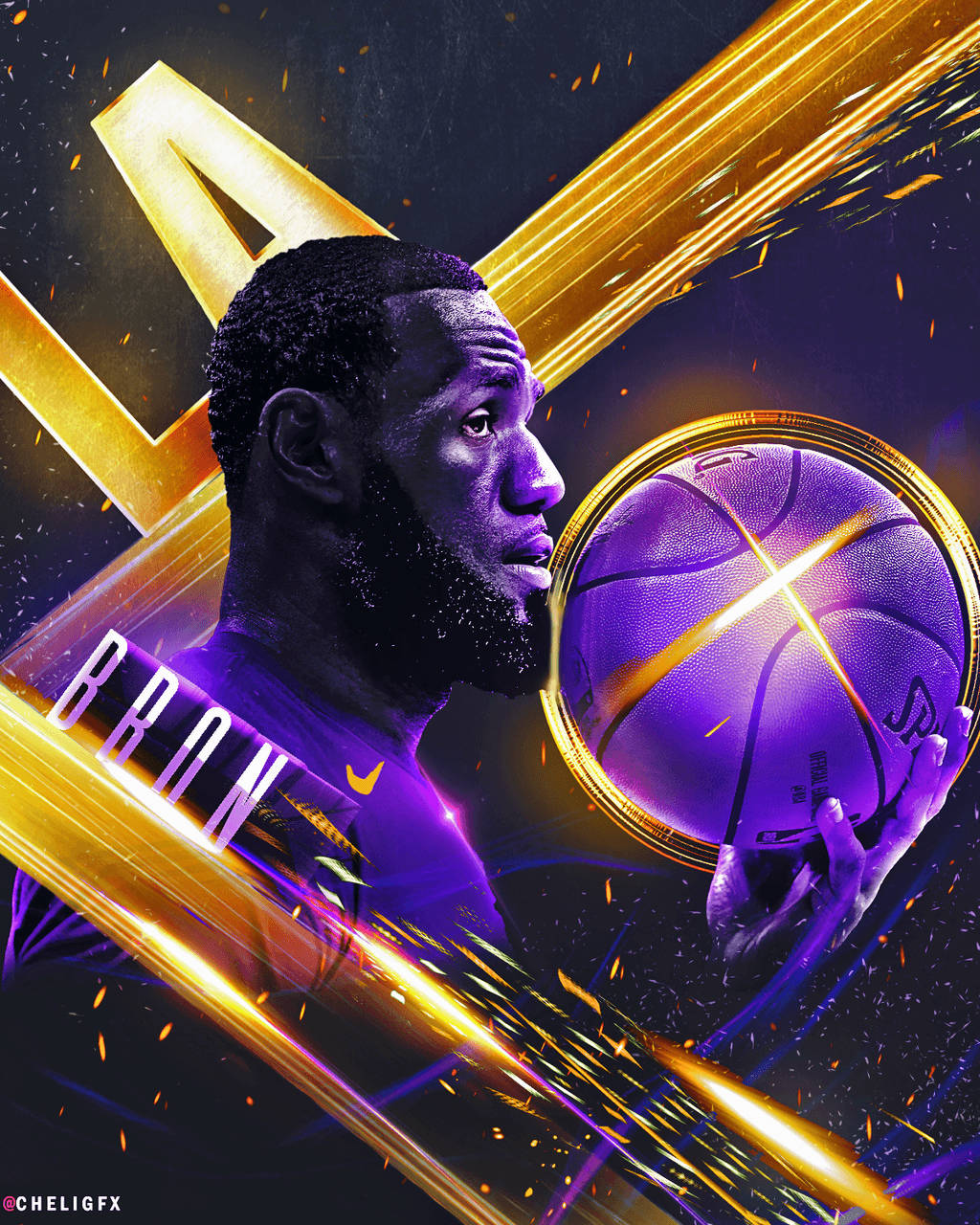 Lebron James Lakers Purple Basketball Background