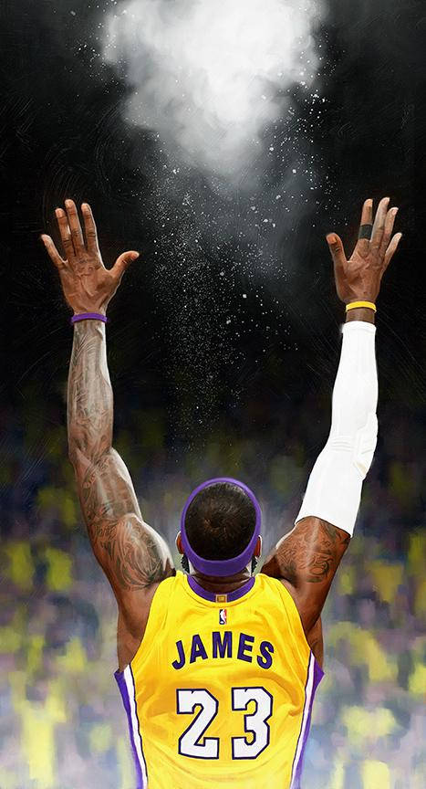 Lebron James Lakers Raised Hands Background