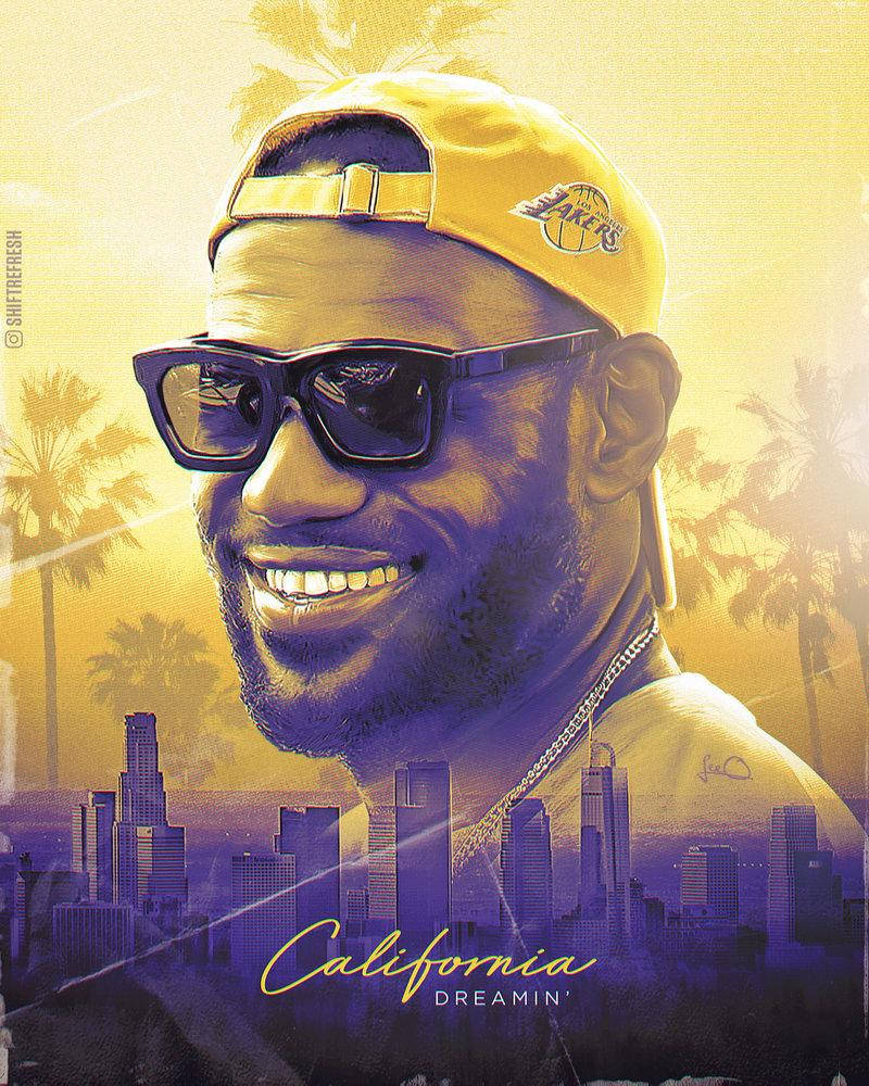 Lebron James Lakers Smiling Sunglasses Background