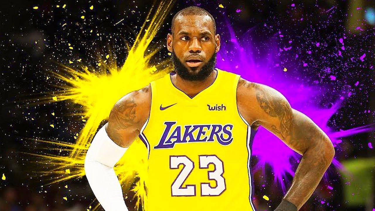 Lebron James Purple And Gold Lakers Background