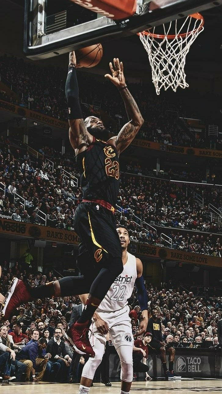 Lebron James Slams Home Another Dunk Background