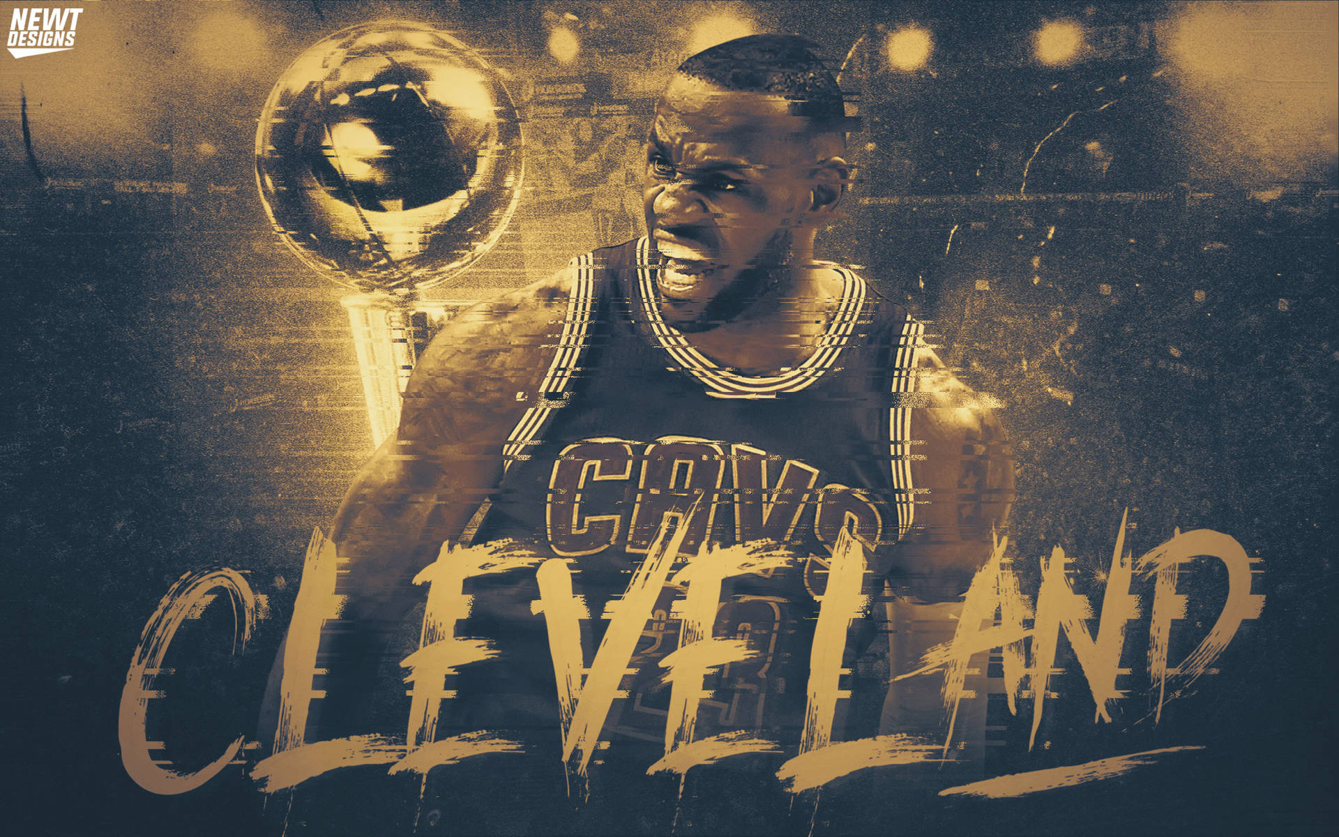 Lebron James With Cool Championship Trophy Background