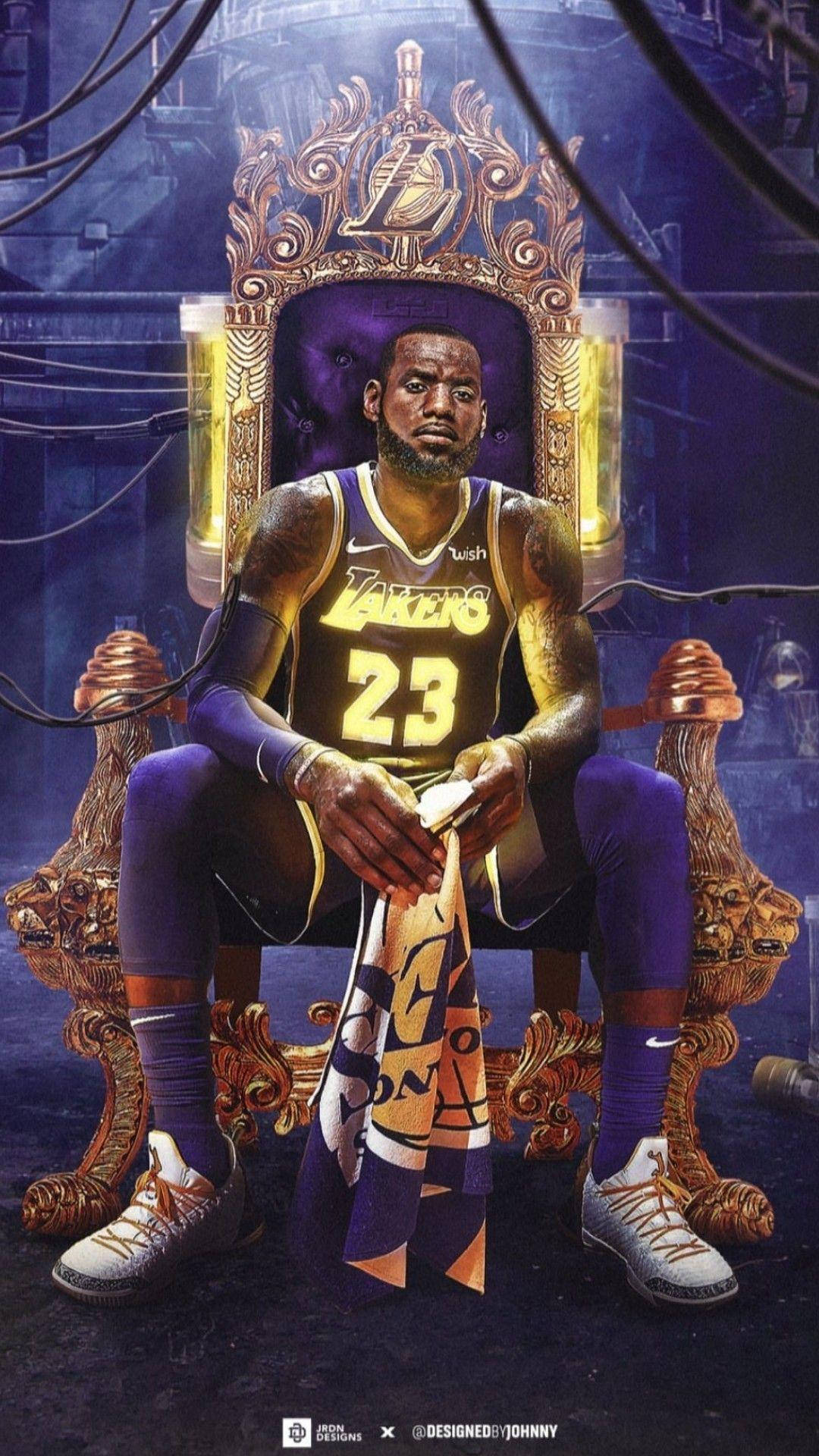 Lebron James With Lakers Flag Background