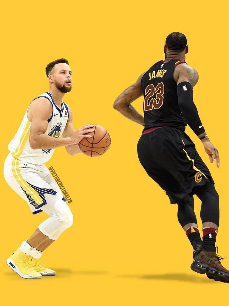 Lebron James With Stephen Curry Background