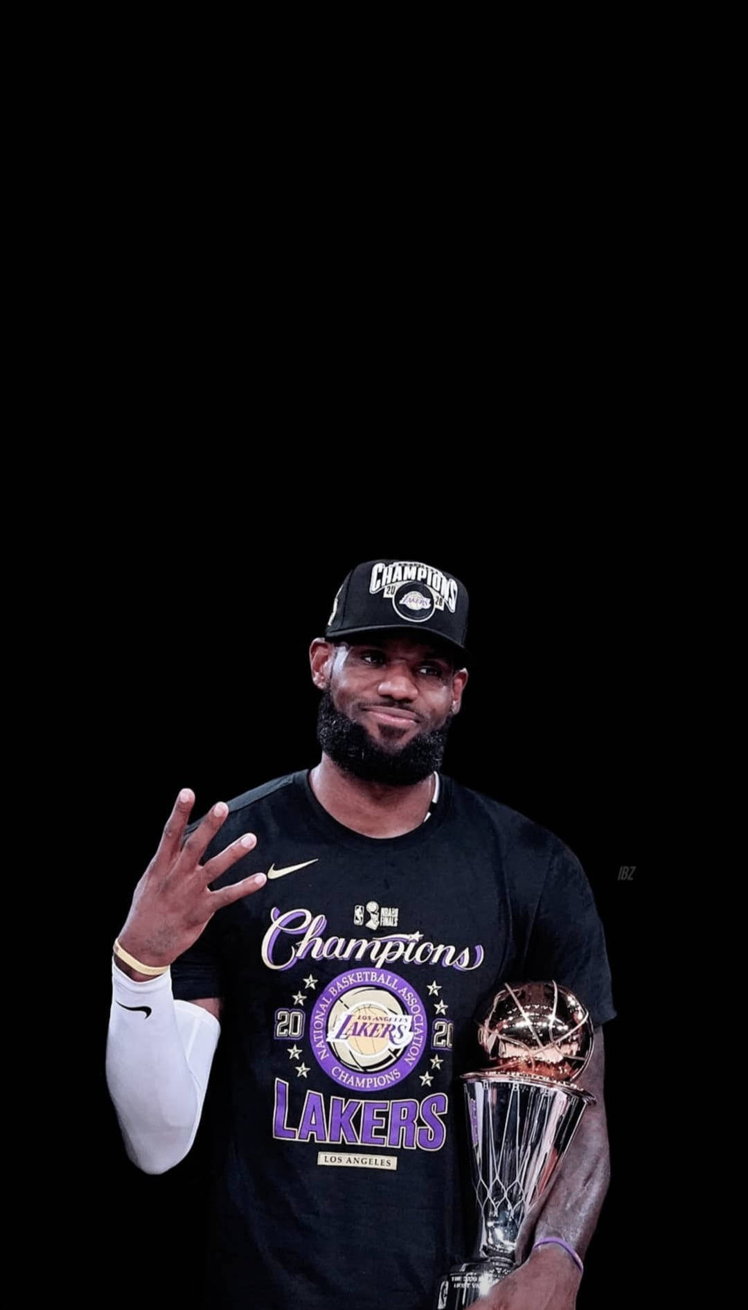 Lebron James With Trophy Background