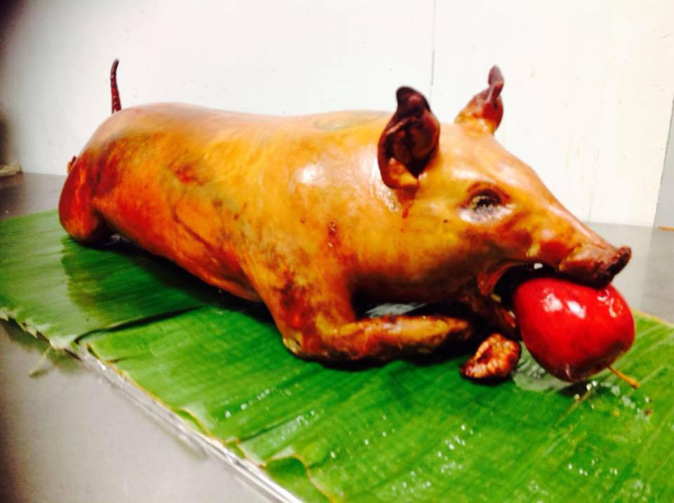 Lechon With Apple Background