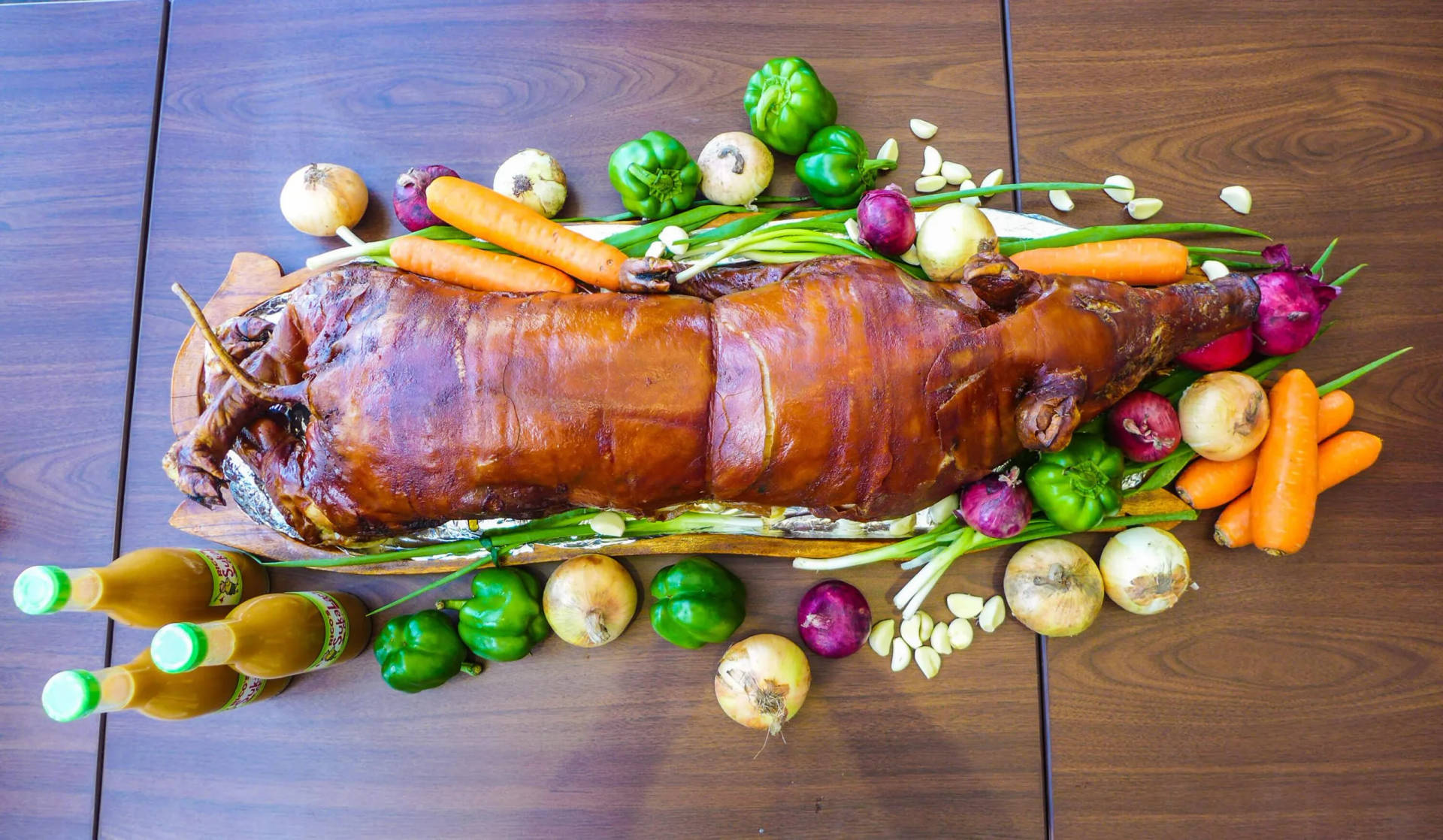 Lechon With Vegetables Background