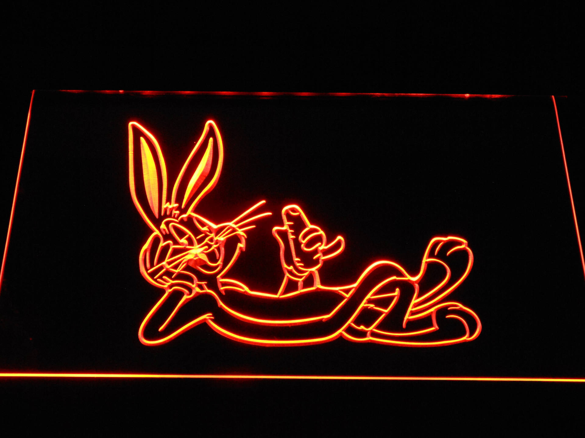 Led Bugs Bunny Neon Orange Light Background