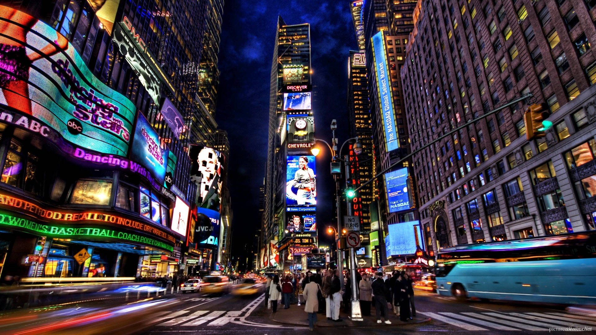 Led Screens New York City Night View Background