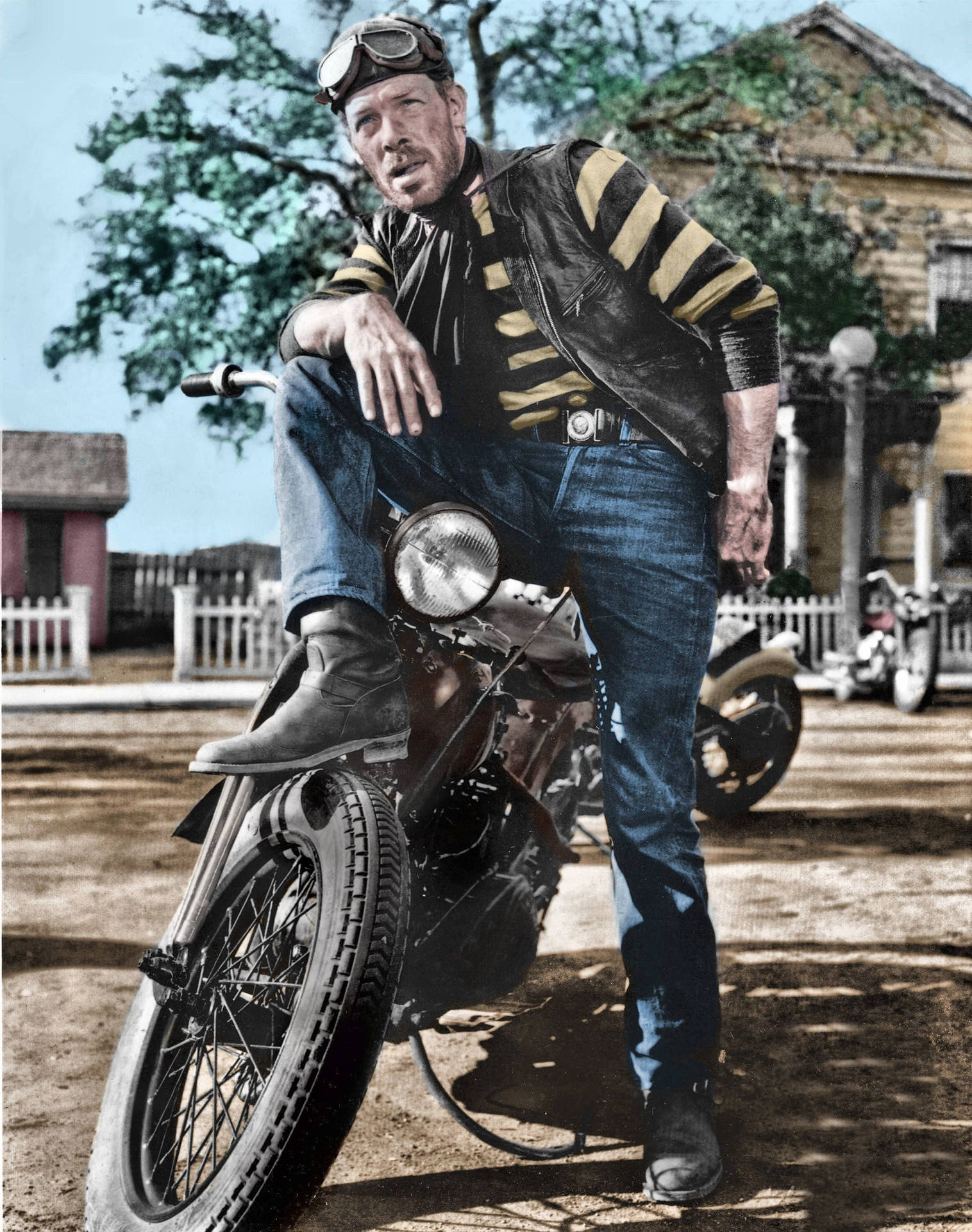 Lee Marvin On Motorcycle Background