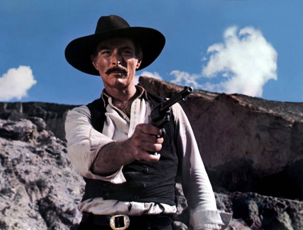 Lee Van Cleef Aiming A Gun Movie Scene