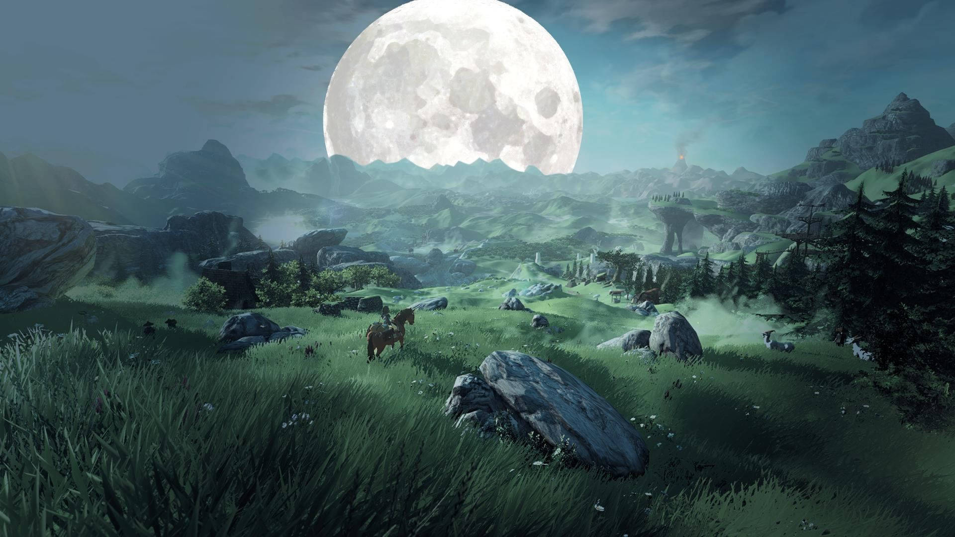 Legend Of Zelda Full Moon Landscape Background