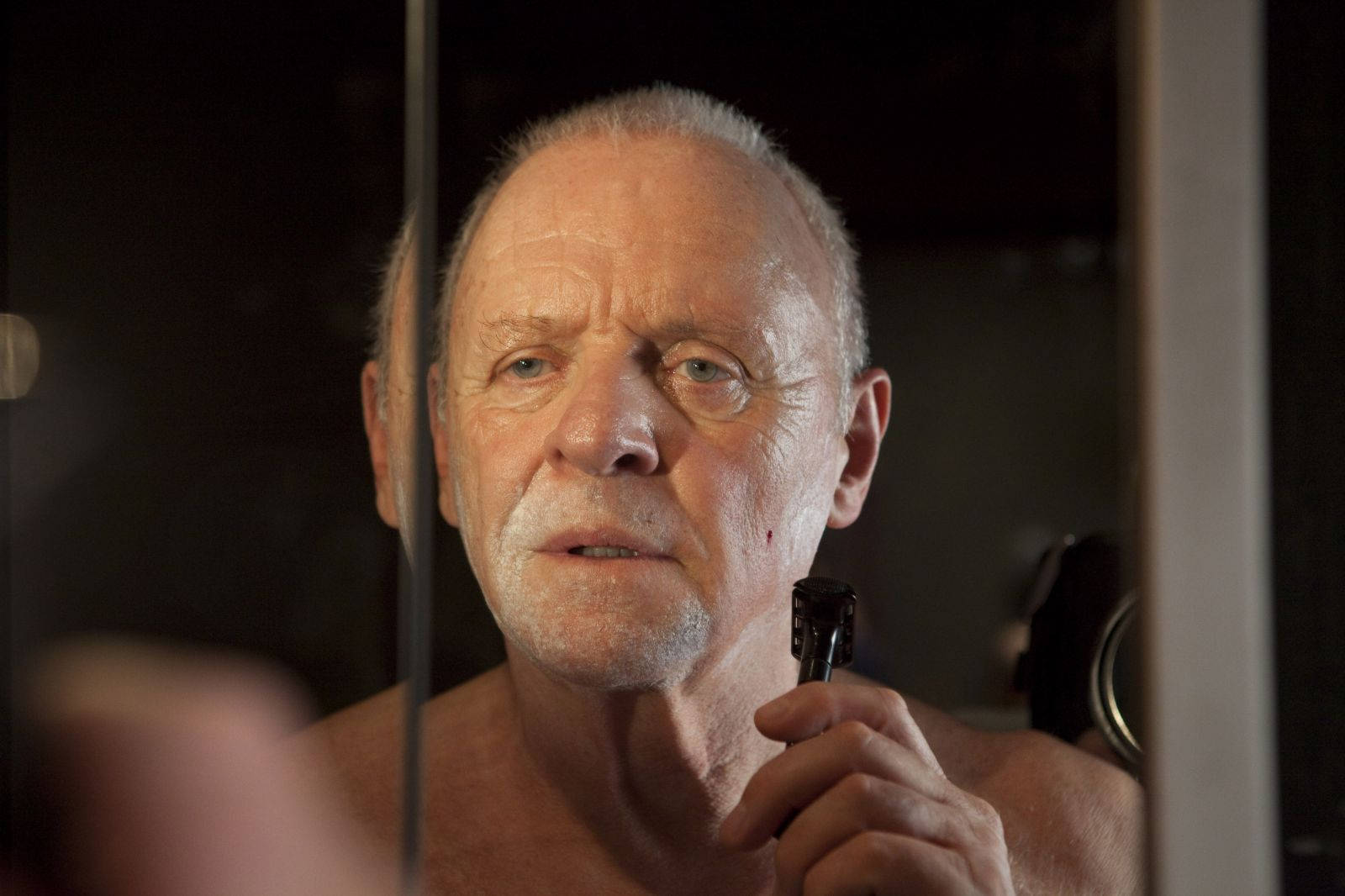 Legendary Actor Anthony Hopkins Mid-shave Background